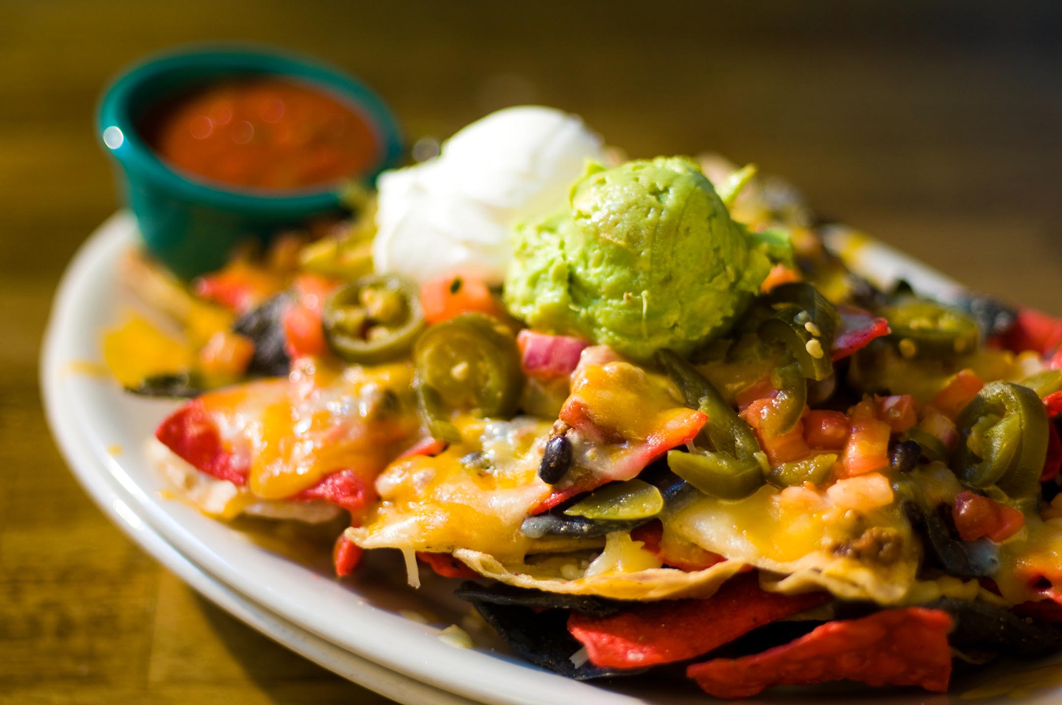 Nachos with Guacamole and Cheese
