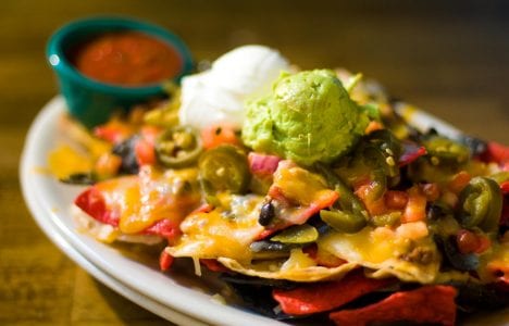 plate of loaded nachos