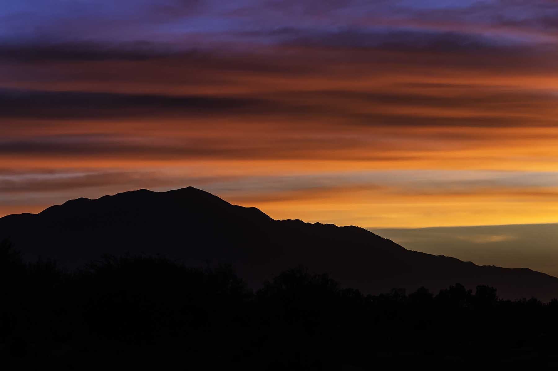 Silhouette of the San Andreas mountains at sunset